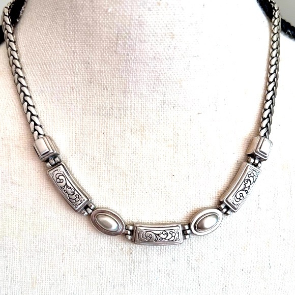 Brighton Etched Linked Panels Bracelet, Adjustable Length, Silver Plated EUC - Picture 3 of 9